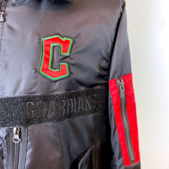 CLEVELAND GUARDIANS Ty Mopkins STARTER Winter Jacket Fleece Lining BLACKLARGE